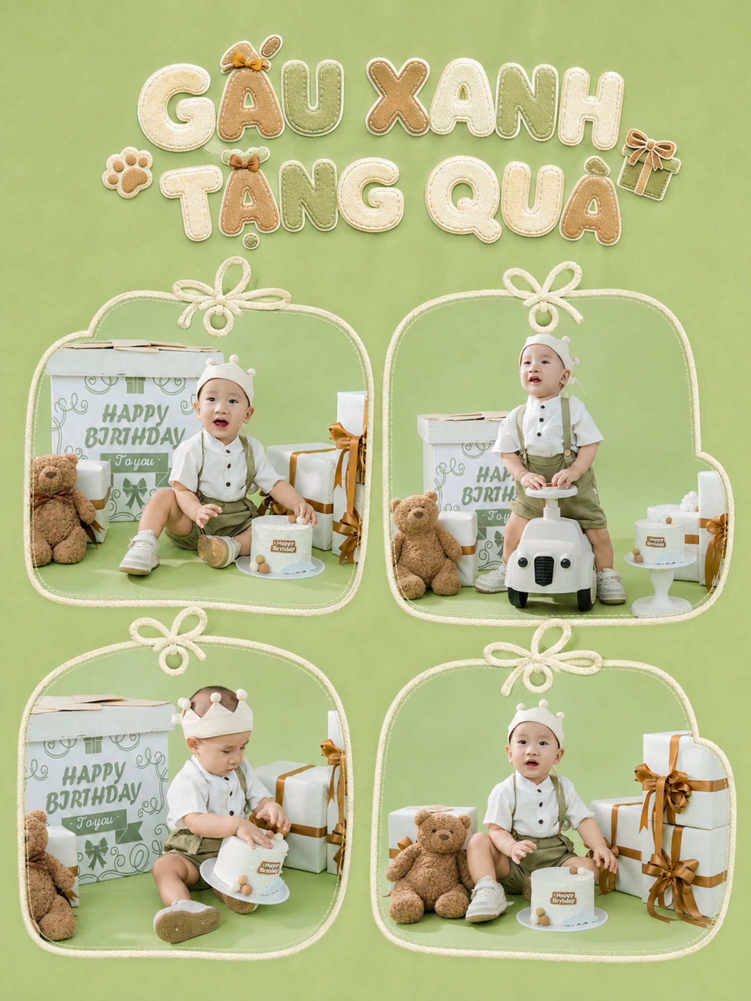 GẤU XANH TẶNG QUÀ