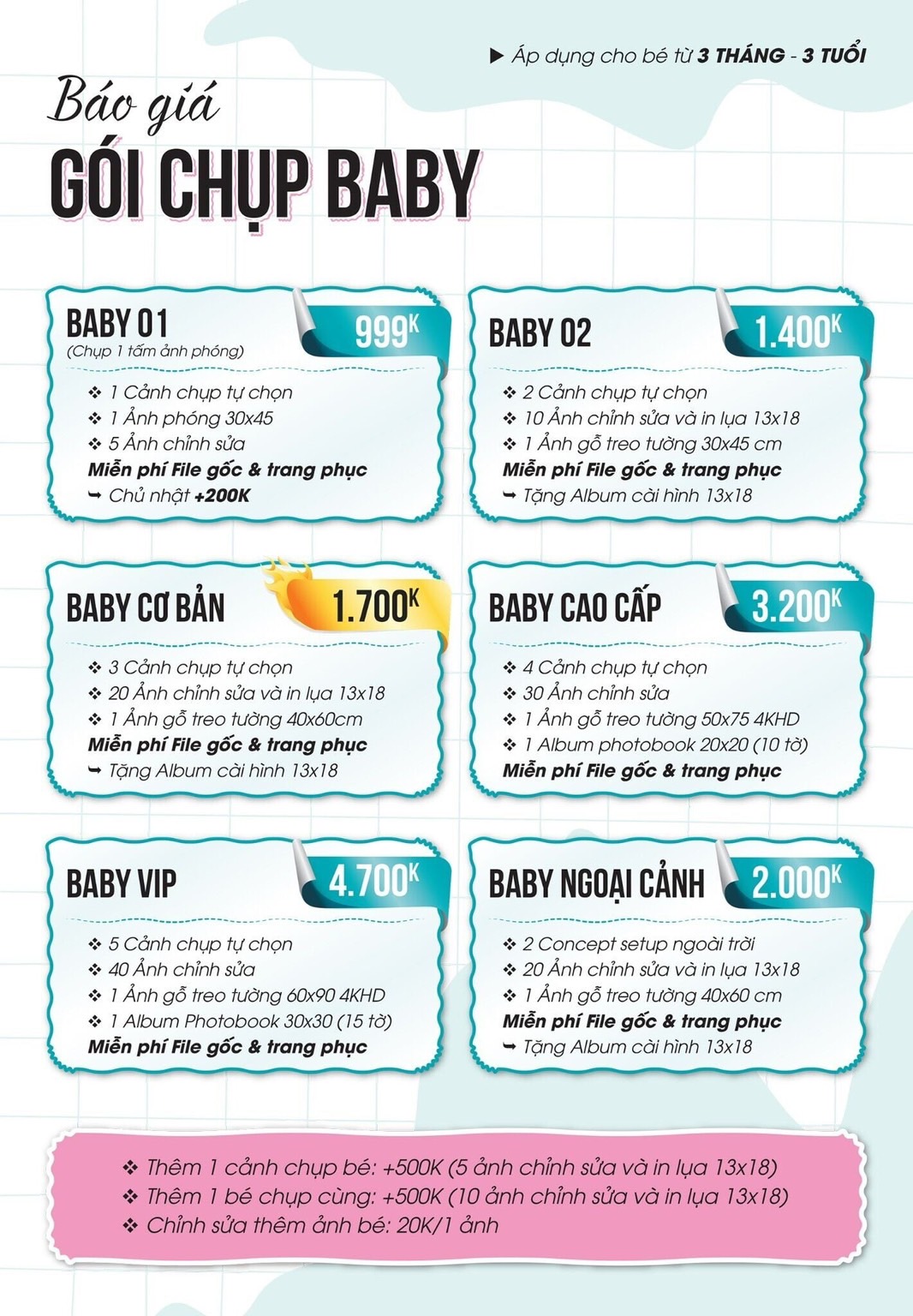 Chụp ảnh thôi nôi cho bé bao nhiêu?